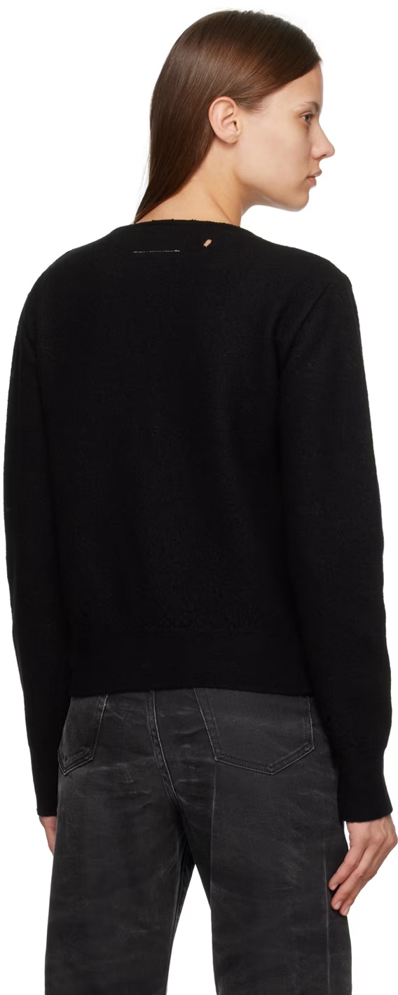 Mm6 Maison Margiela Hollowed-out Wool Sweater In Black
