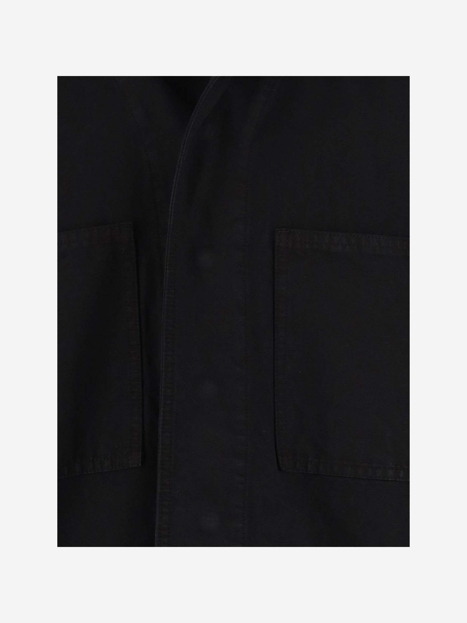 44 Label Group Lapel Short-sleeved Shirt In Black