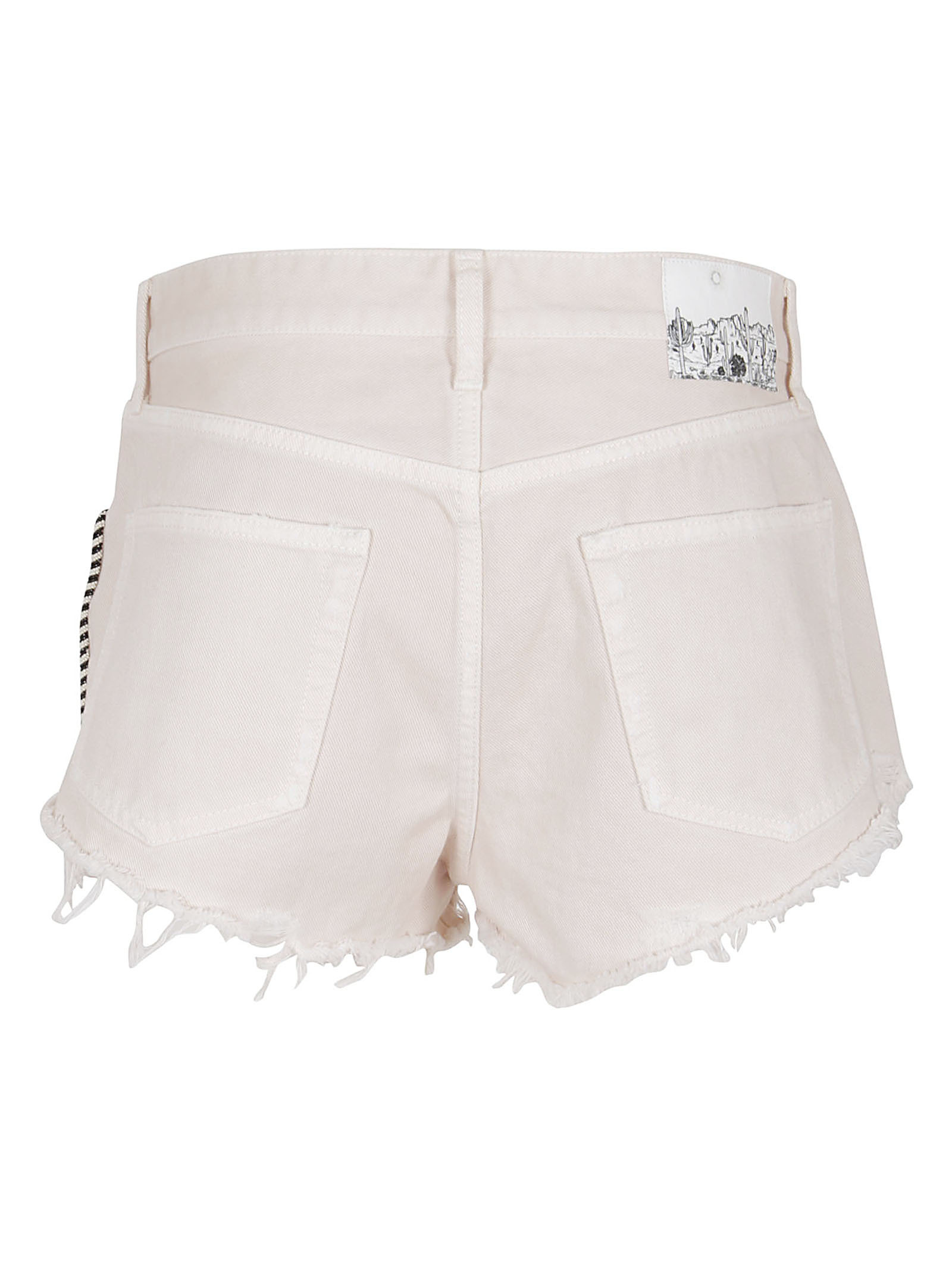 Alanui Saguaro Wash Denim Shorts In White