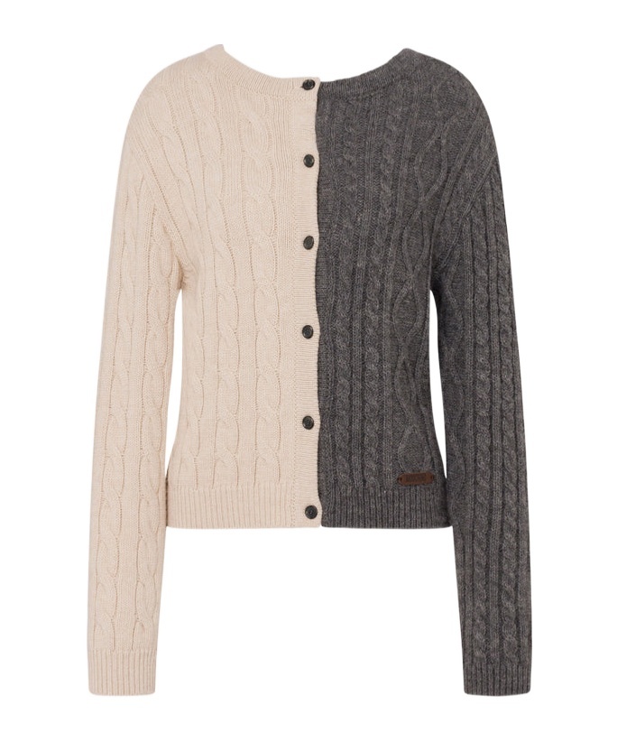 Moschino Two-tone Cable-knit Sweater With Reversible Design In Gray