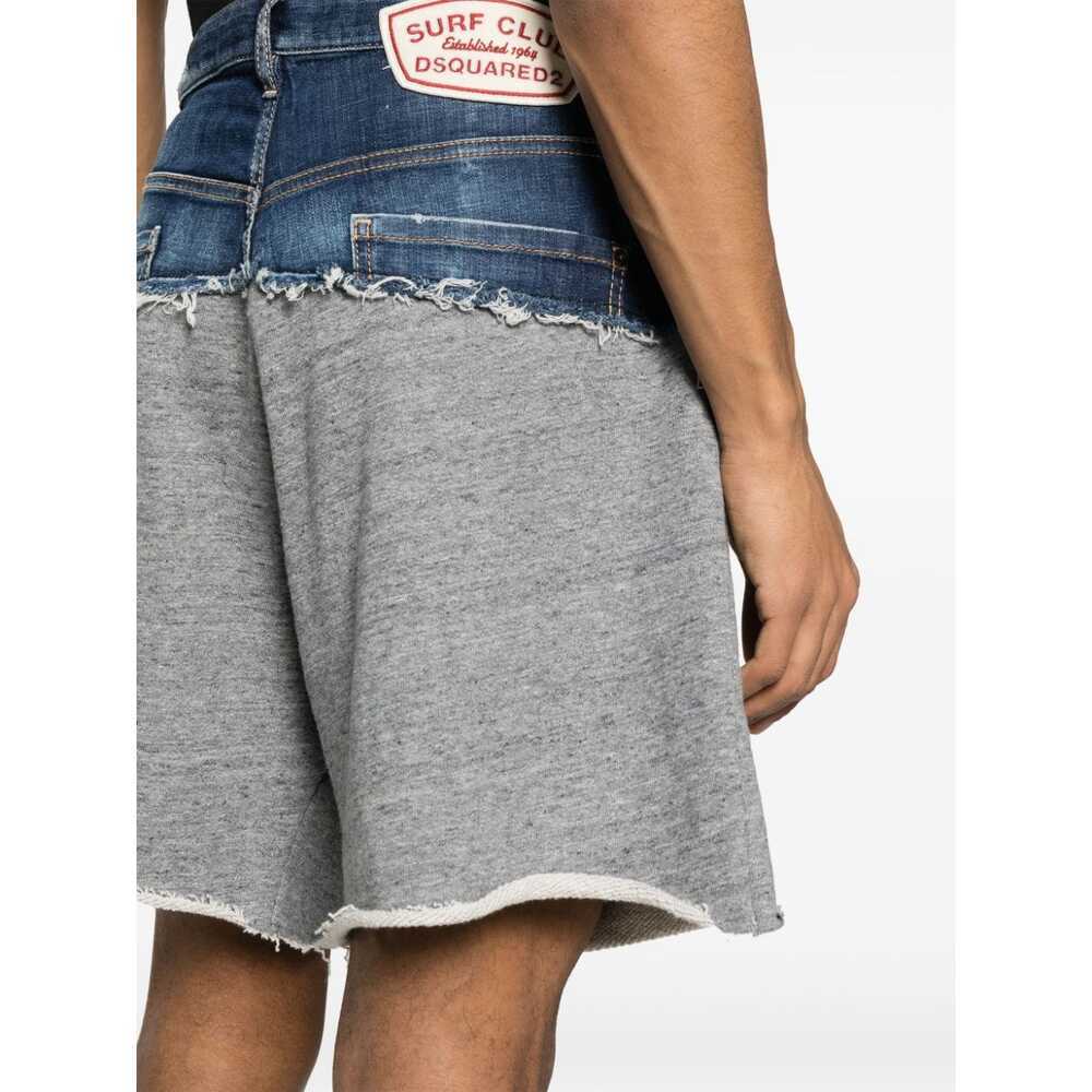 Shop Dsquared2 Panelled Cotton Shorts In Gray