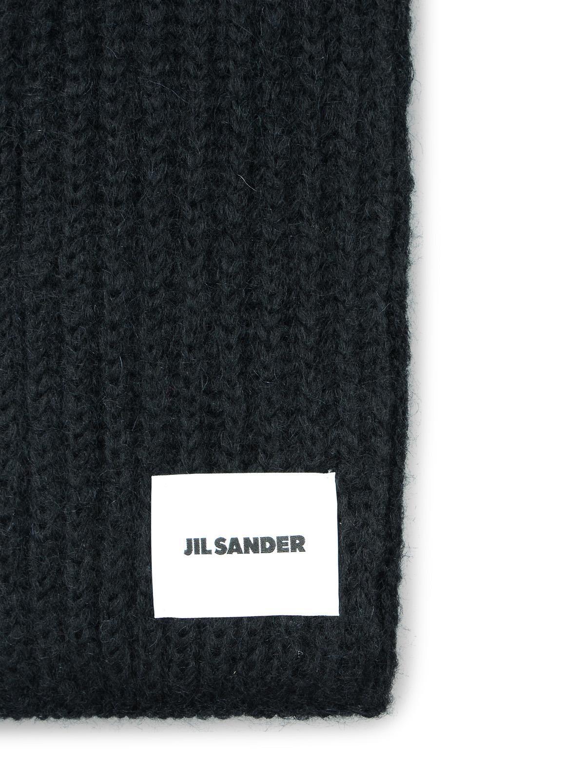 Jil Sander Black Wool Blend Scarf In Black
