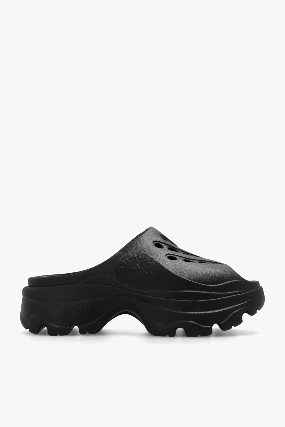 Adidas By Stella Mccartney Logo-embossed Perforated Clogs In Black