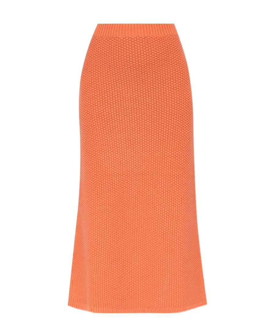 Chloé Knit Midi Skirt Ribbed Waistband In Orange