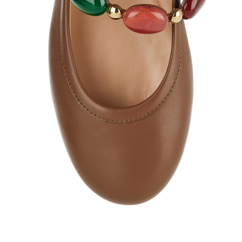 Gianvito Rossi Shanti Mary Jane Leather Ballet Flats In Brown