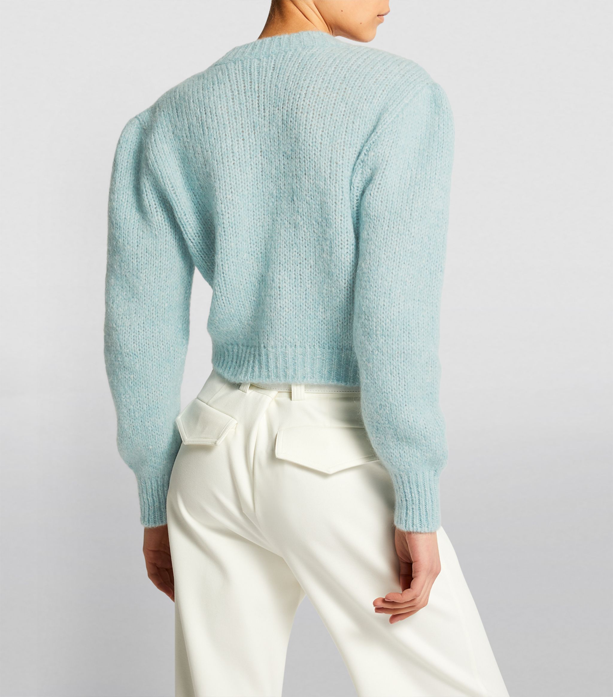 Alessandra Rich Knitted Cardigan In Blue