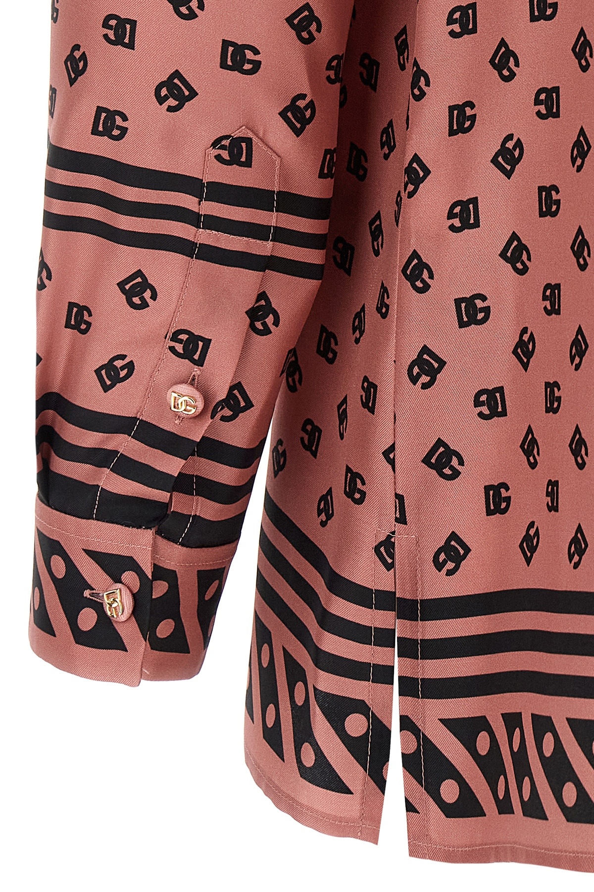 Dolce & Gabbana Silk Shirt With Collared Neck And Long Sleeves In Pink