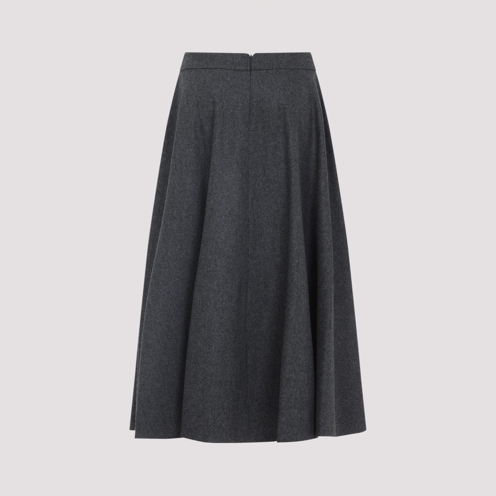 Max Mara Mid-length Grey Wool Blend Skirt In Black