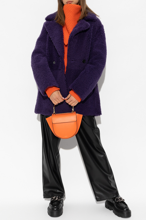 Inès & Maréchal Shearling Double-breasted Coat In Black