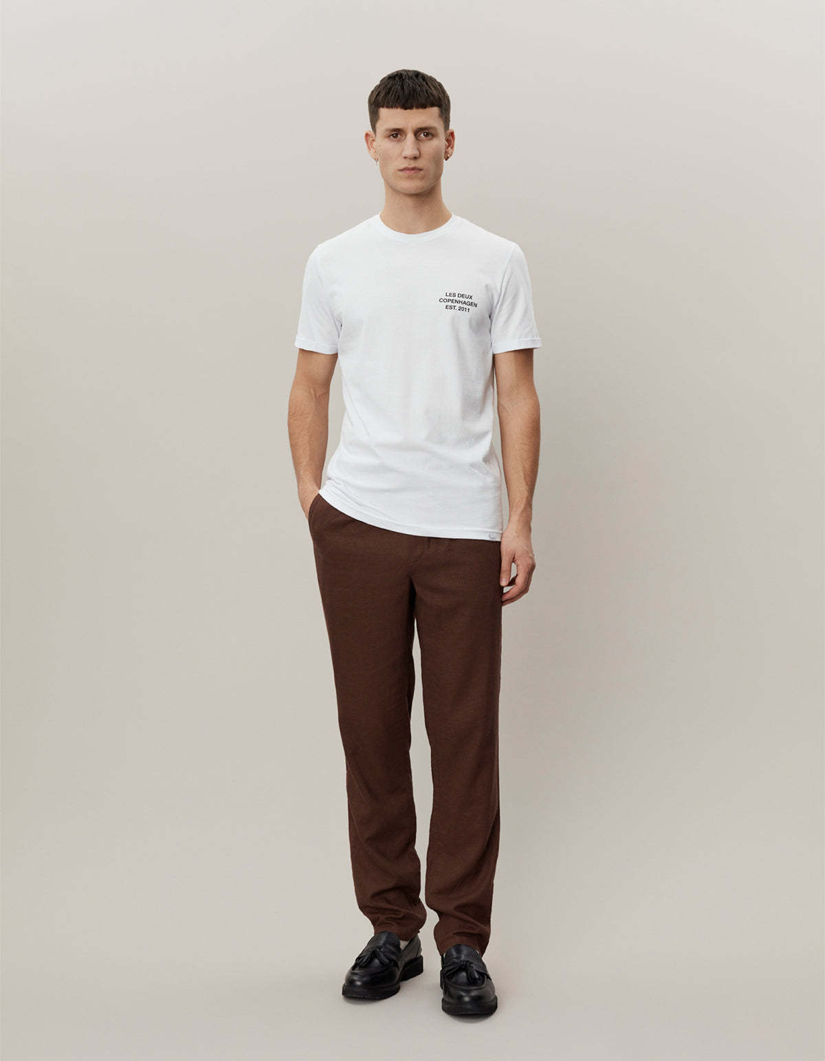 Les Deux T-shirt With Round Neck And Short Sleeves In White