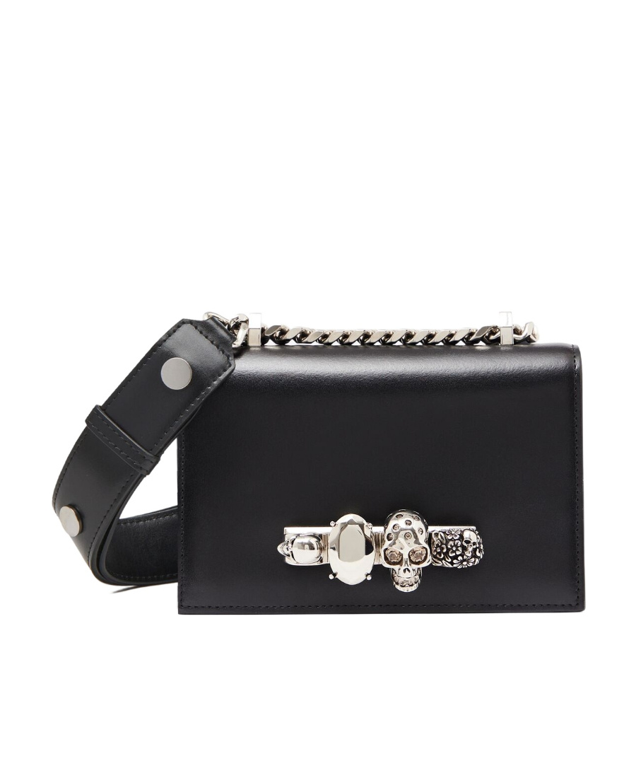 Alexander Mcqueen Mini Jewelled Satchel Bag In Black