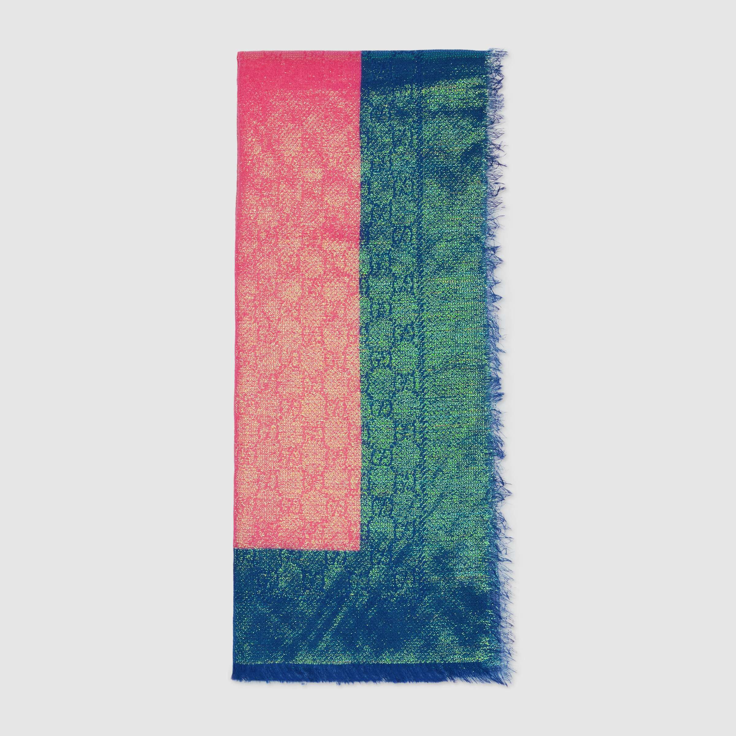 Gucci Gg Supreme Iridescent Scarf In Pink