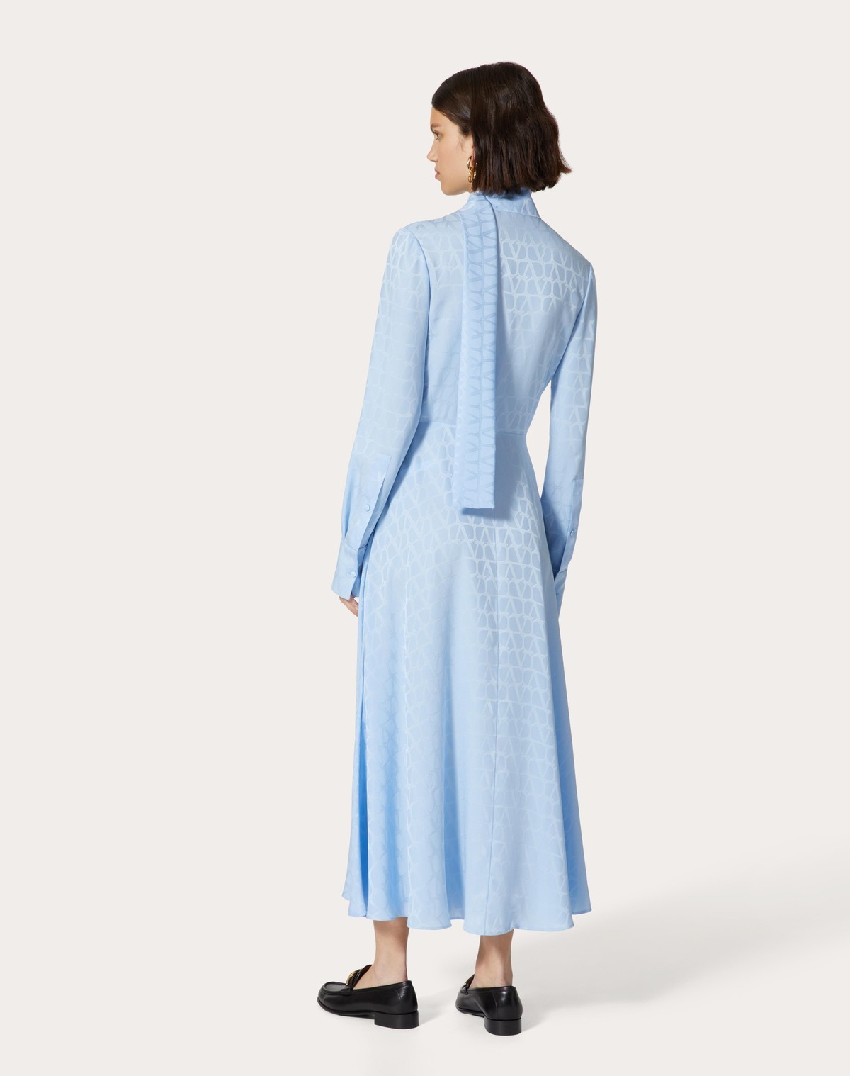 Valentino Silk Scarf-neck Dress In Blue
