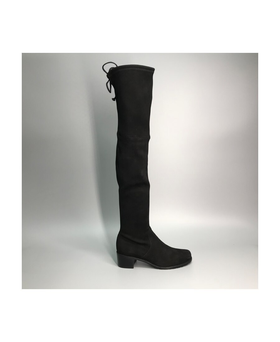 Shop Stuart Weitzman Midland Thigh-high Suede Boots In Black