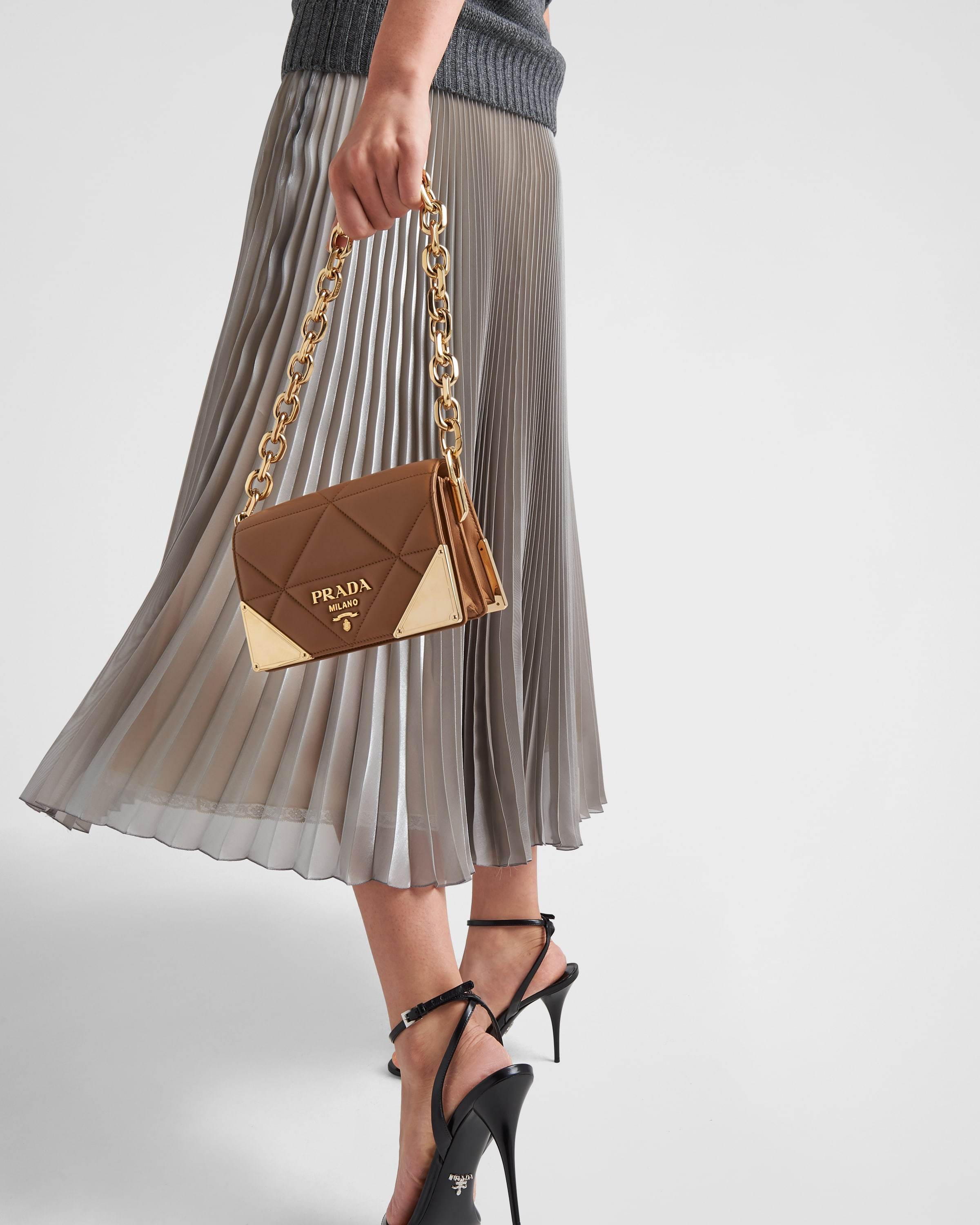 Prada Pleated Medium-length Skirt In Gray