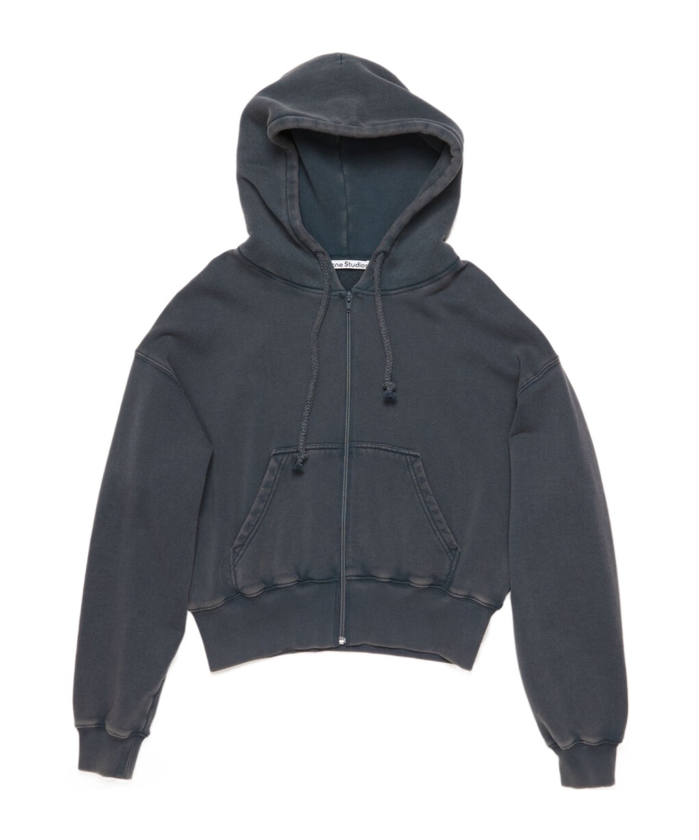 Acne Studios Hooded Zipper Sweater In Black