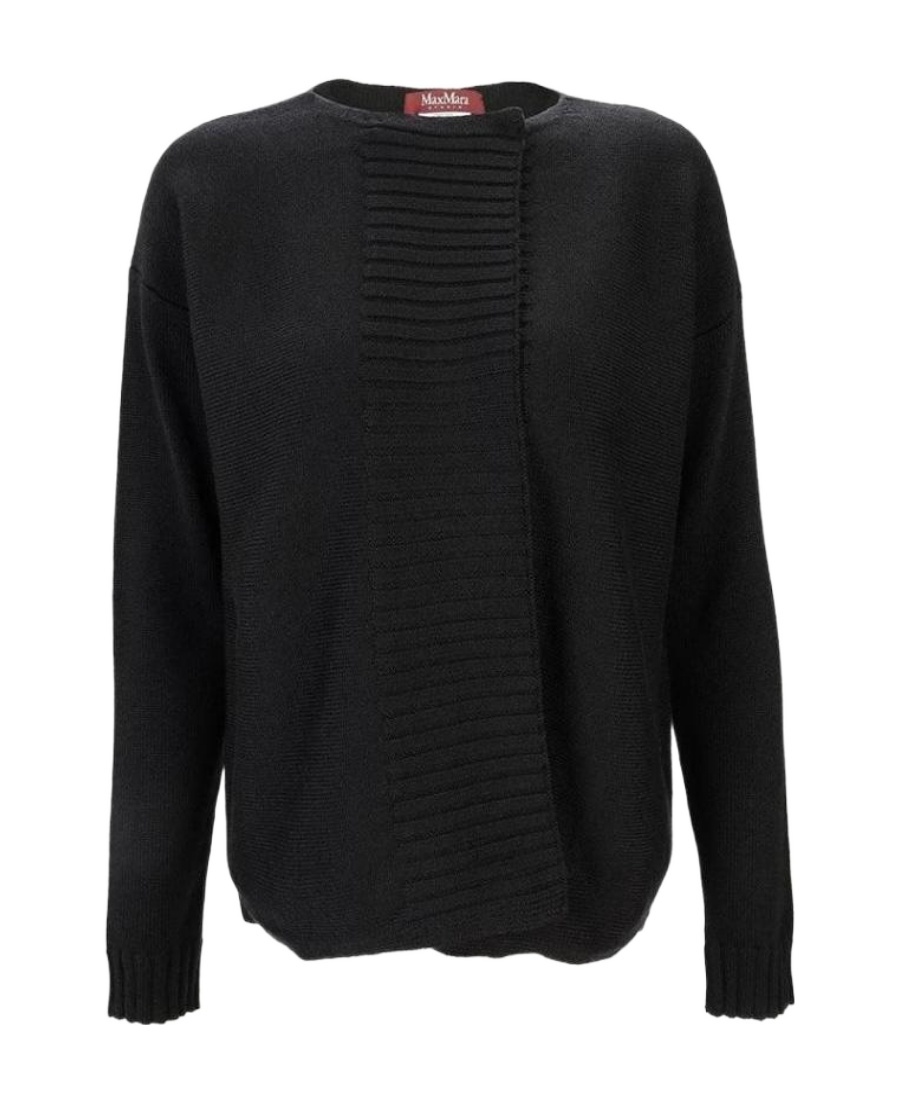Max Mara Round Neck Knitted Cardigan In Black