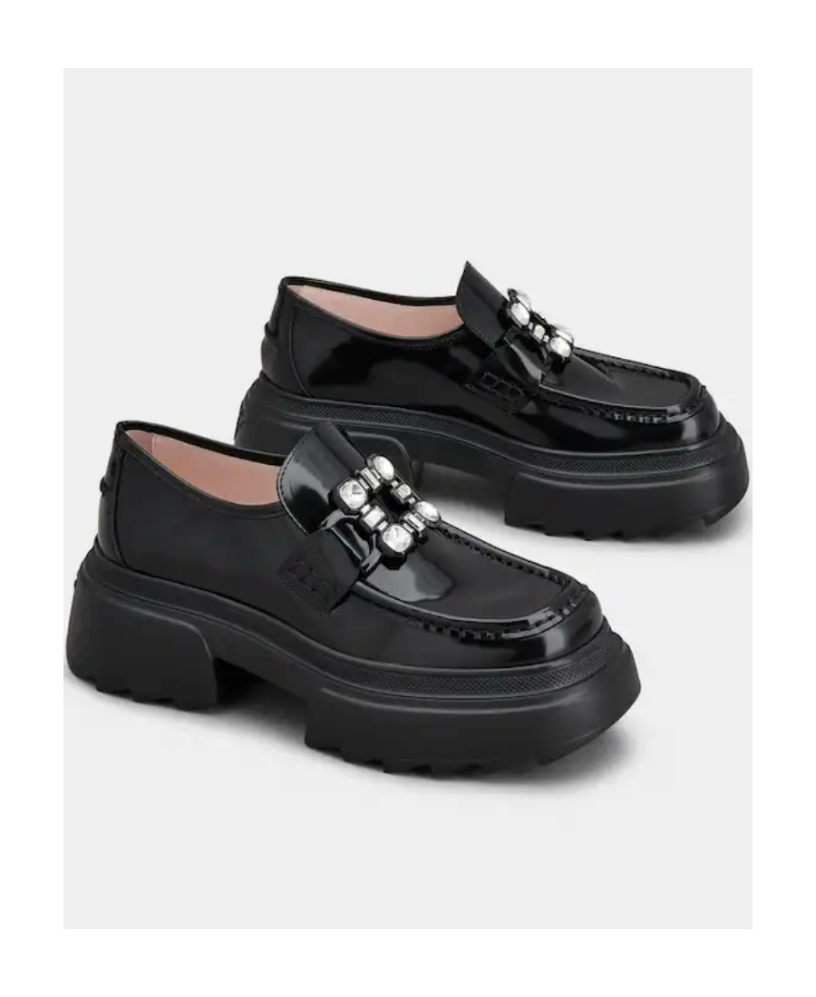 Shop Roger Vivier Logo Thick Soled Loafers In Black