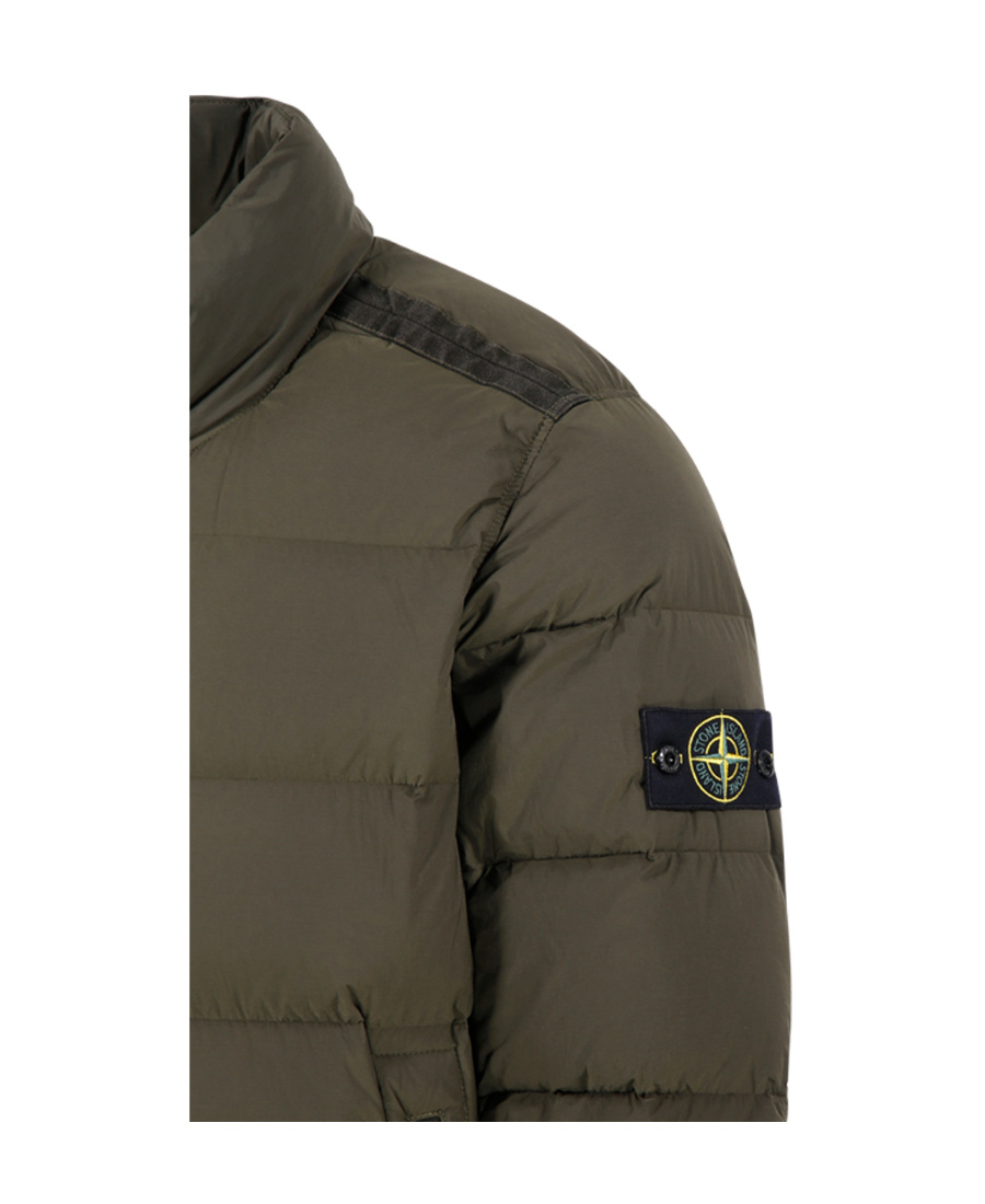 Stone Island Compass-patch Padded Down Jacket In Green