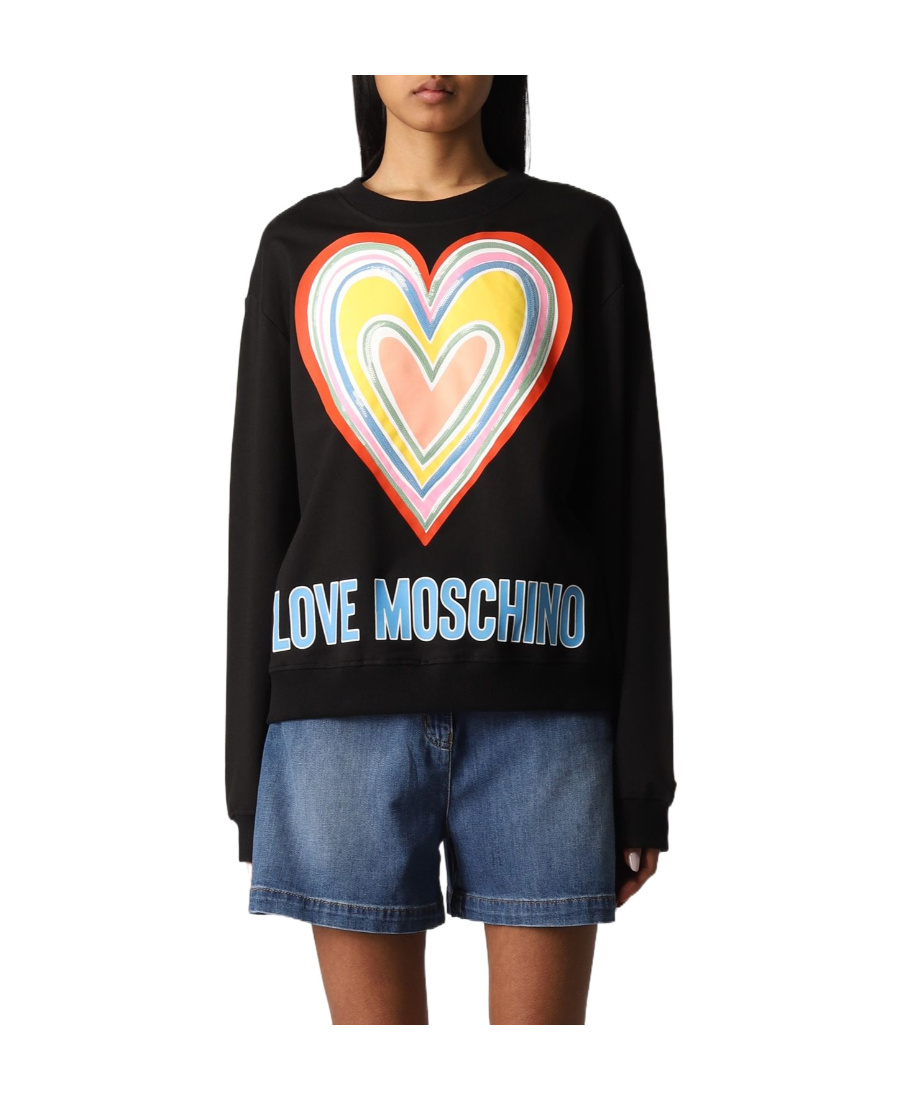 Moschino Heart-logo Print Sweatshirt In Black