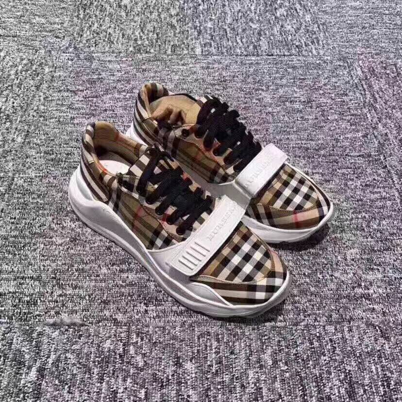 Shop Burberry Vintage Check Low-top Sneakers In Brown