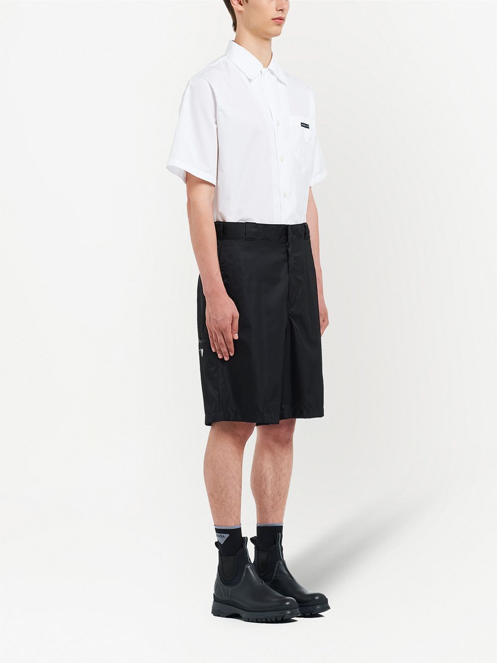 Prada High-waisted Knee-length Shorts In Black