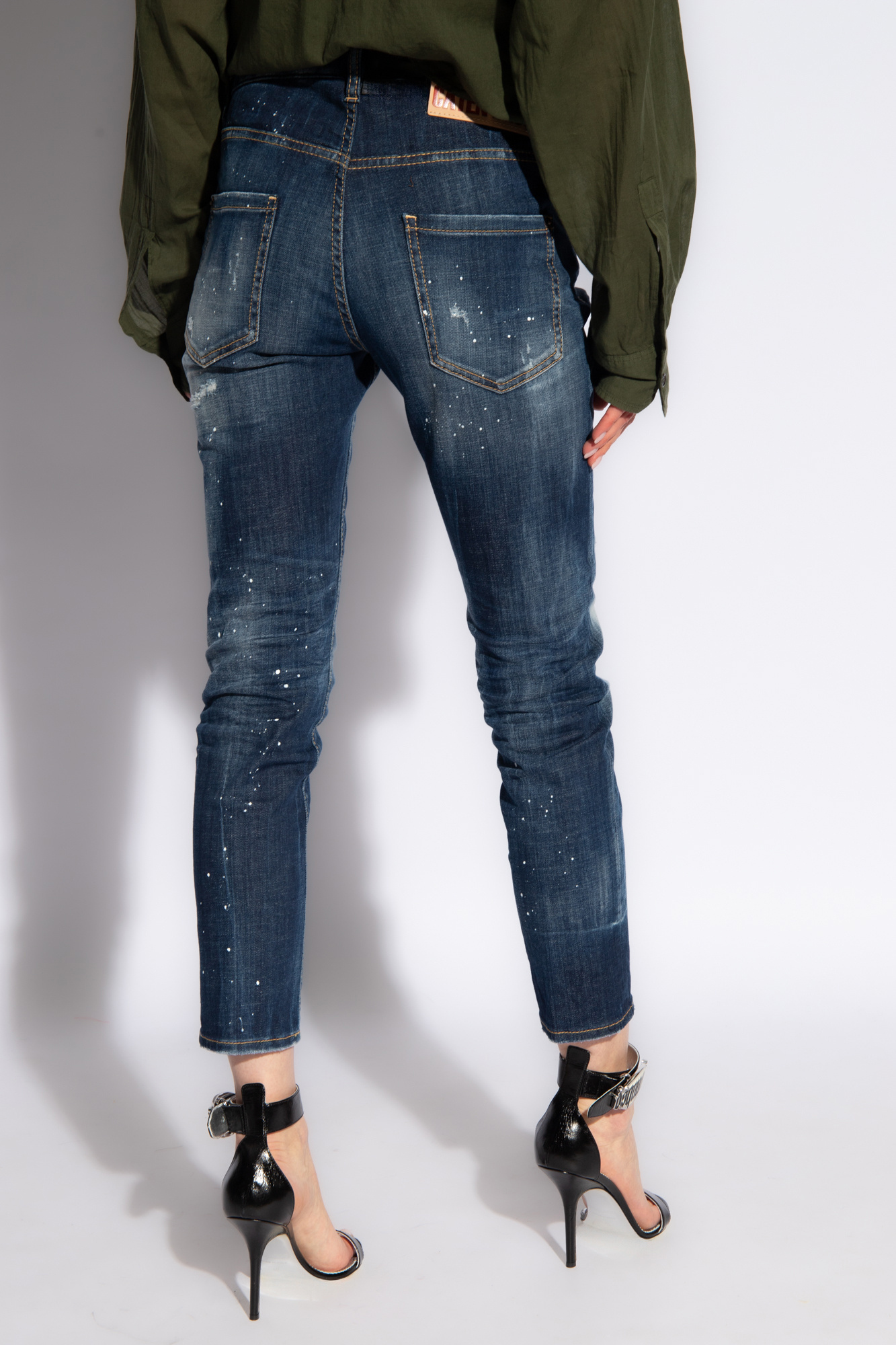 Dsquared2 Logo-patch Cotton-blend Tapered Jeans In Blue