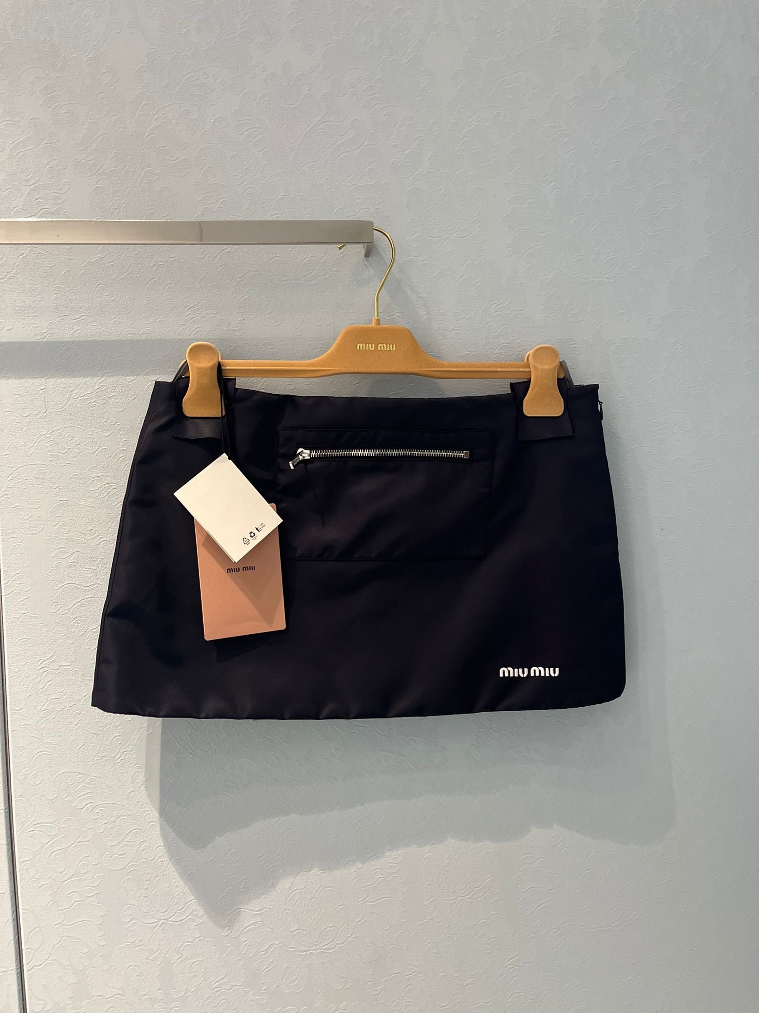 Miu Miu Technical Gazar And Fleece Skirt In Blue