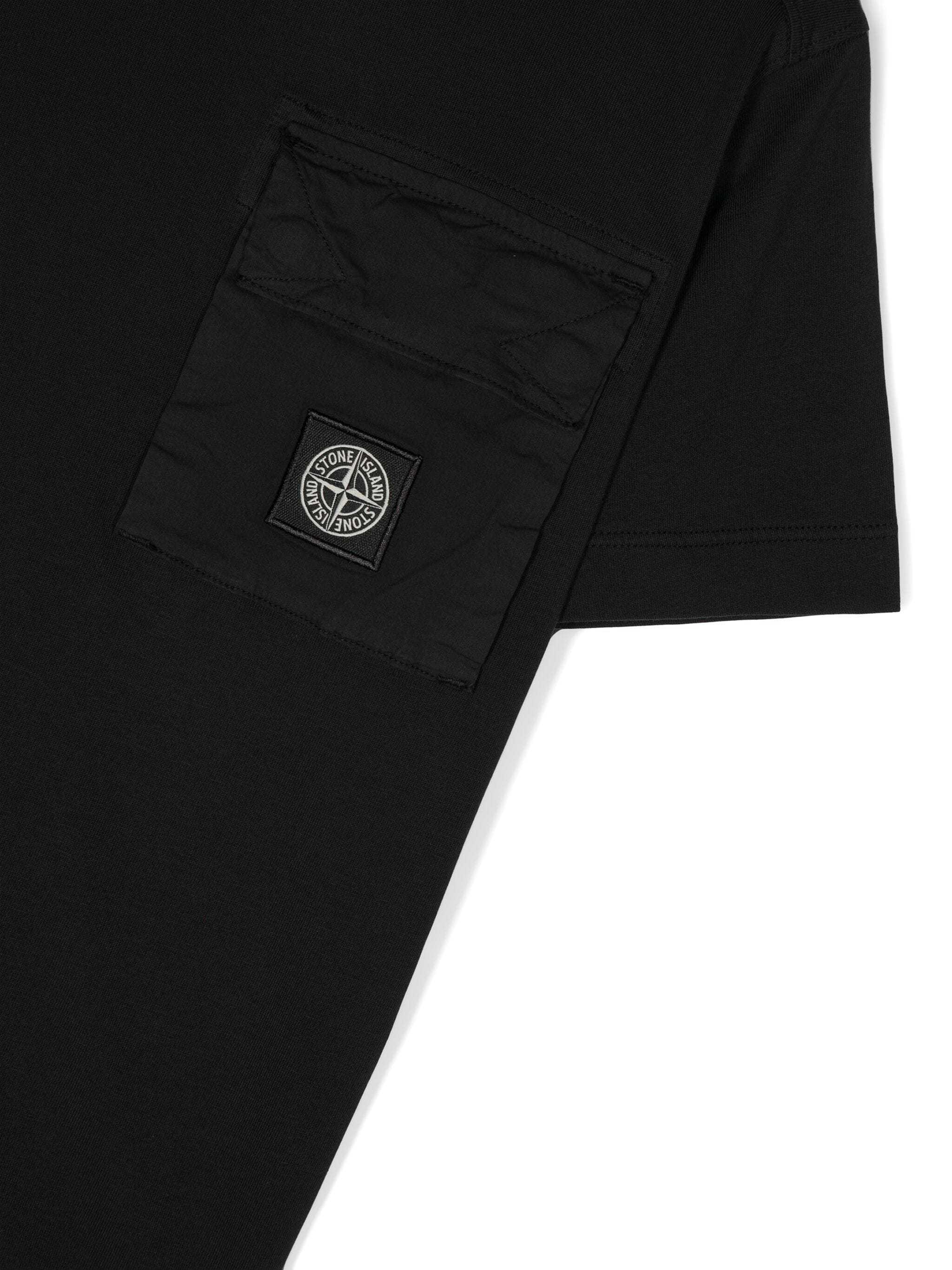 Stone Island Compass Cotton T-shirt In Black