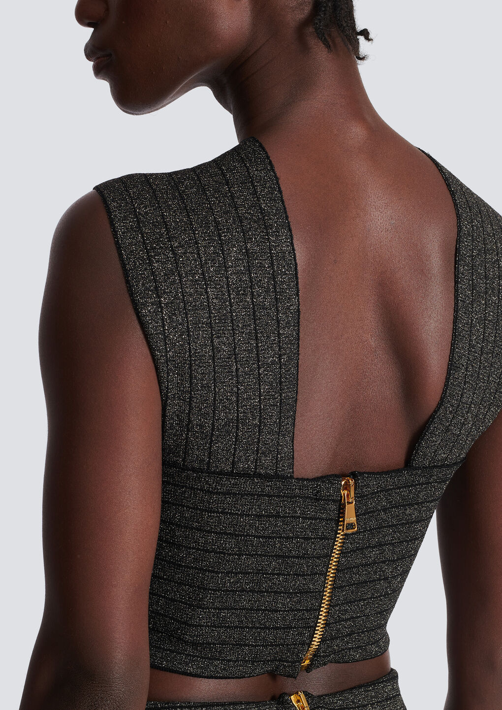 BALMAIN STRIPED KNIT TOP