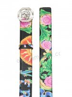 Versace Flower Printing Medusa Belt In Multicolor