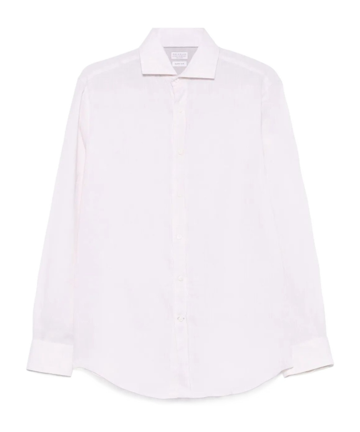 Brunello Cucinelli Men Linen Easy Fit Shirt With Spread Collar In White