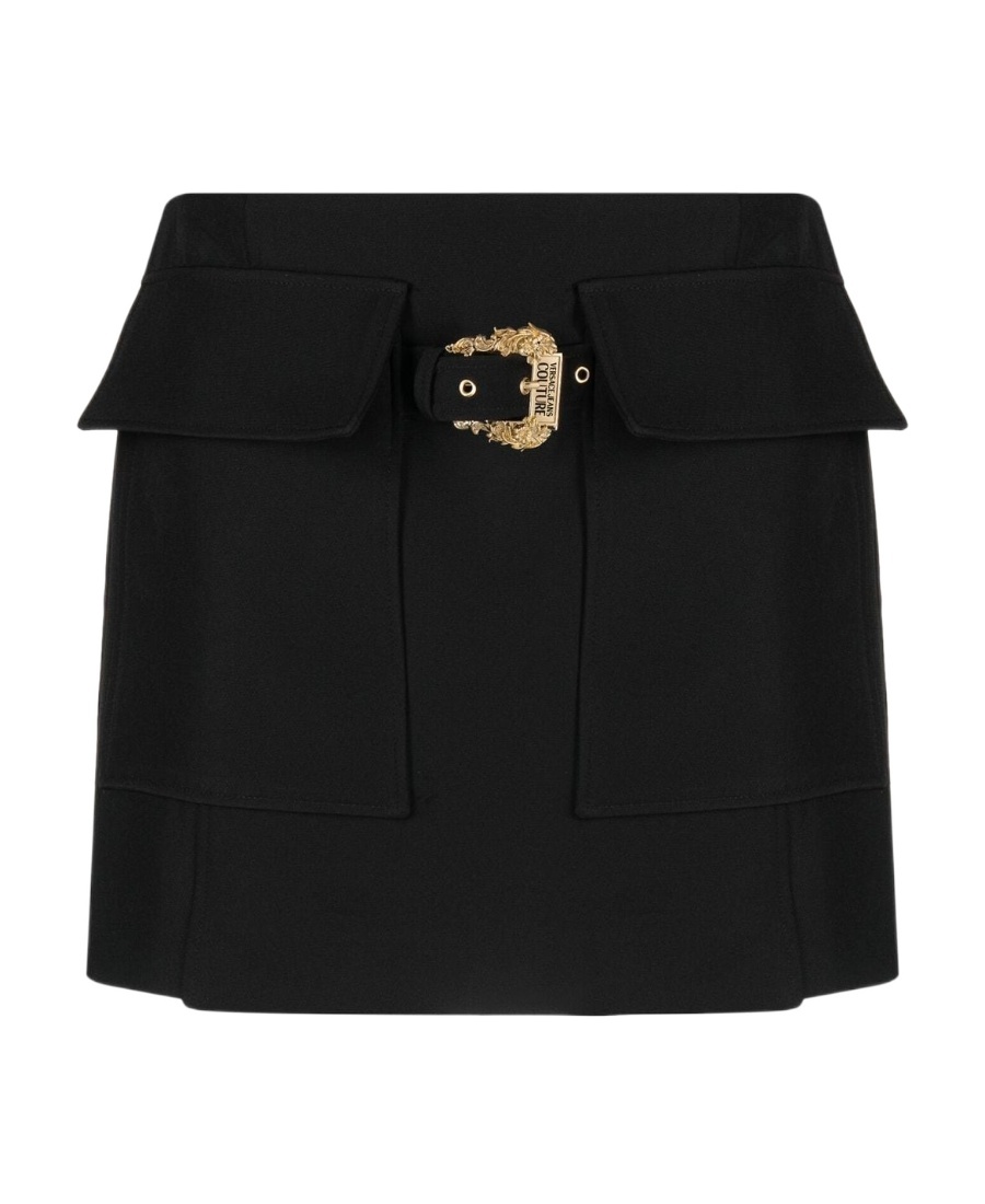 Shop Versace Jeans Buckle-detail Miniskirt In Black