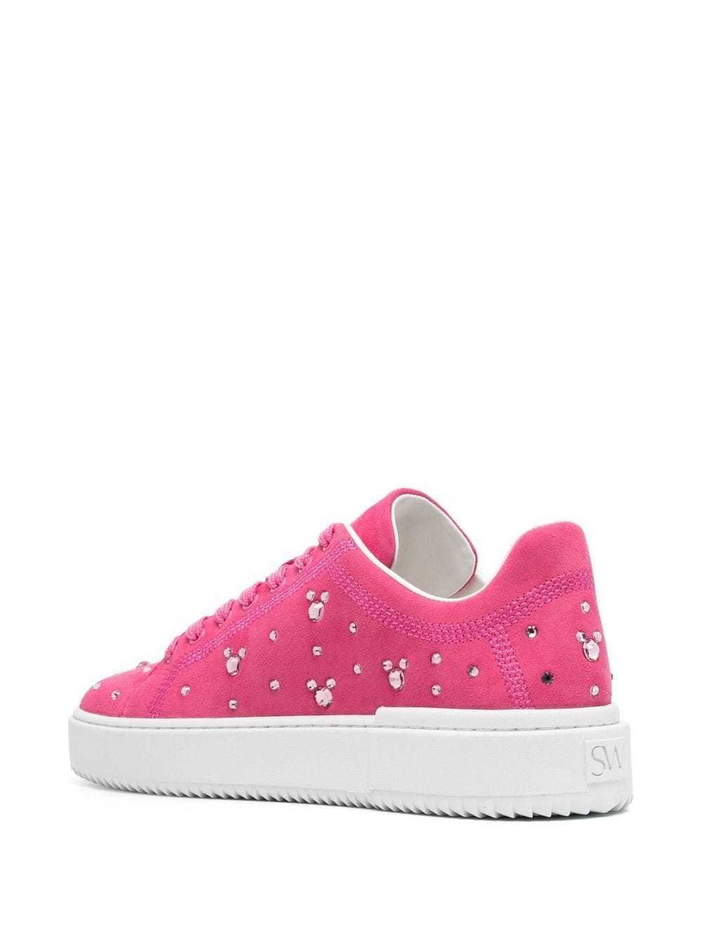 Stuart Weitzman Crystal-embellished Suede Sneakers In White