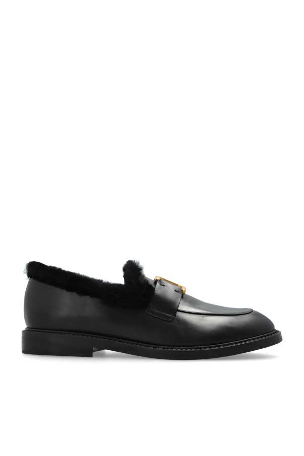 Chloé Chloe Marcie Shearling-lined Leather Loafers In Black