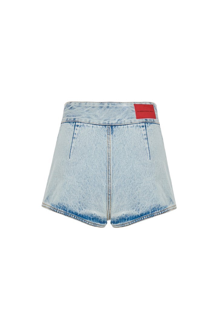 ALESSANDRA RICH BELTED DENIM SHORTS 