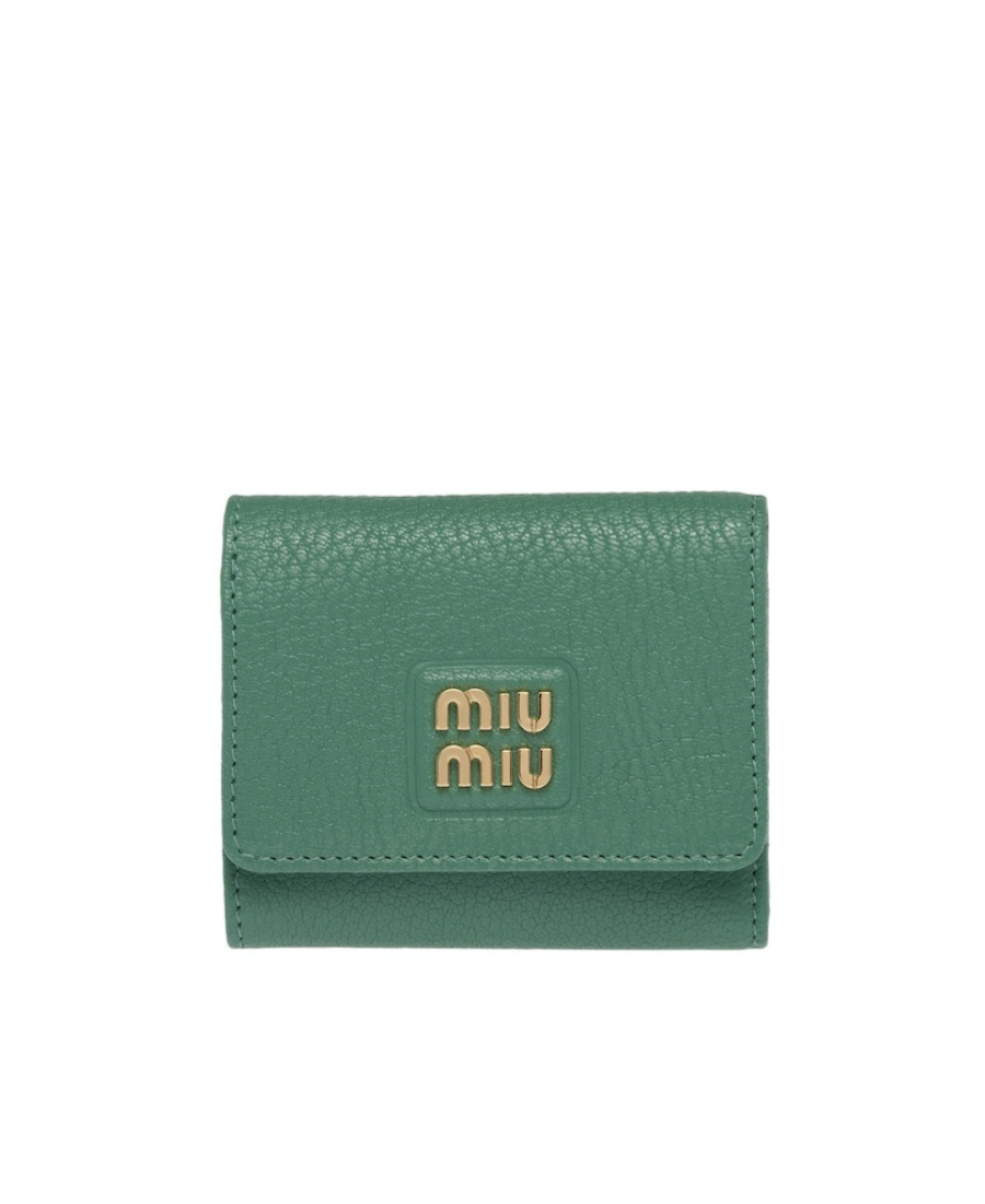 Miu Miu Small Madras Wallet In Green