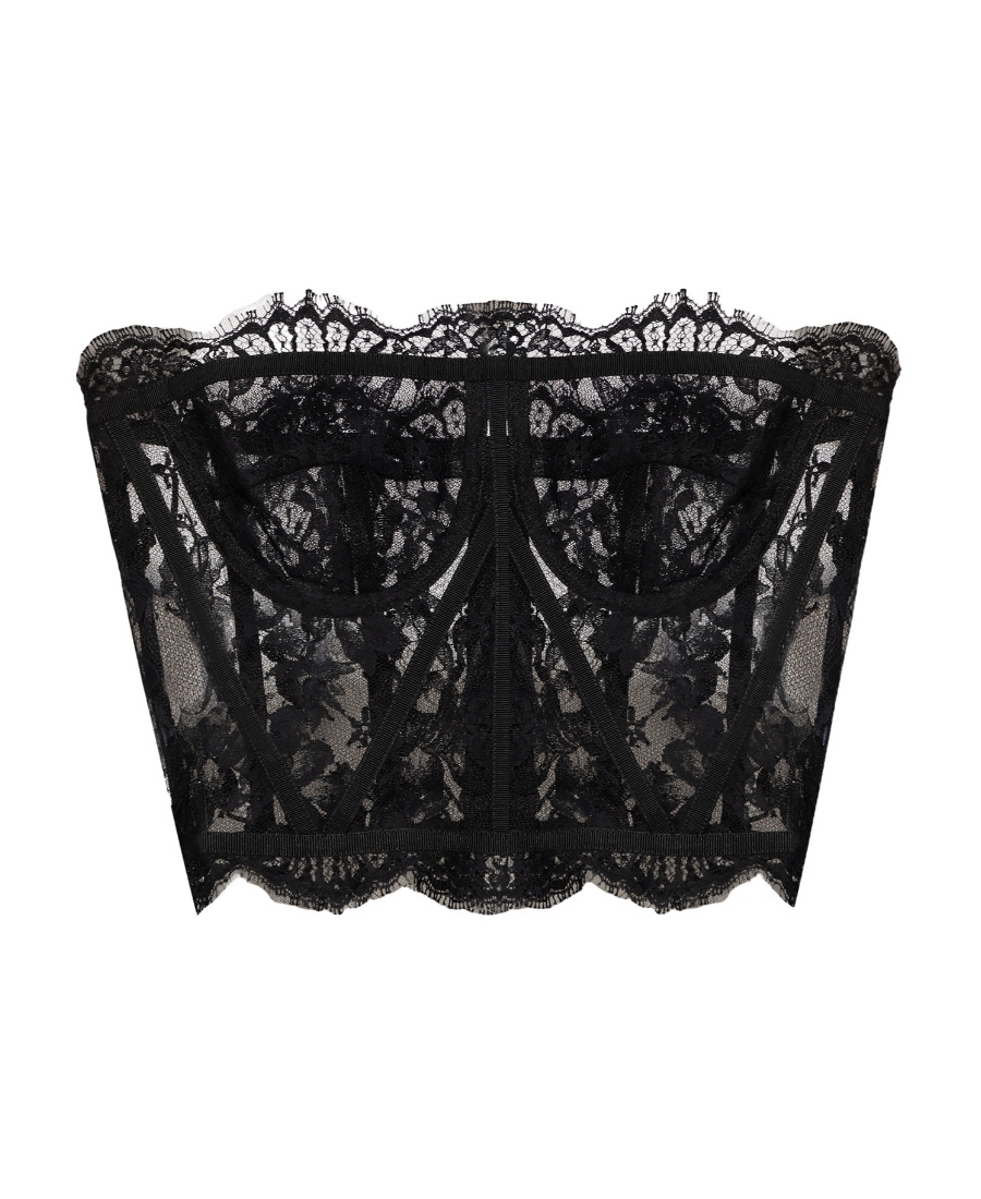 Dolce & Gabbana Floral Lace Corset In Black