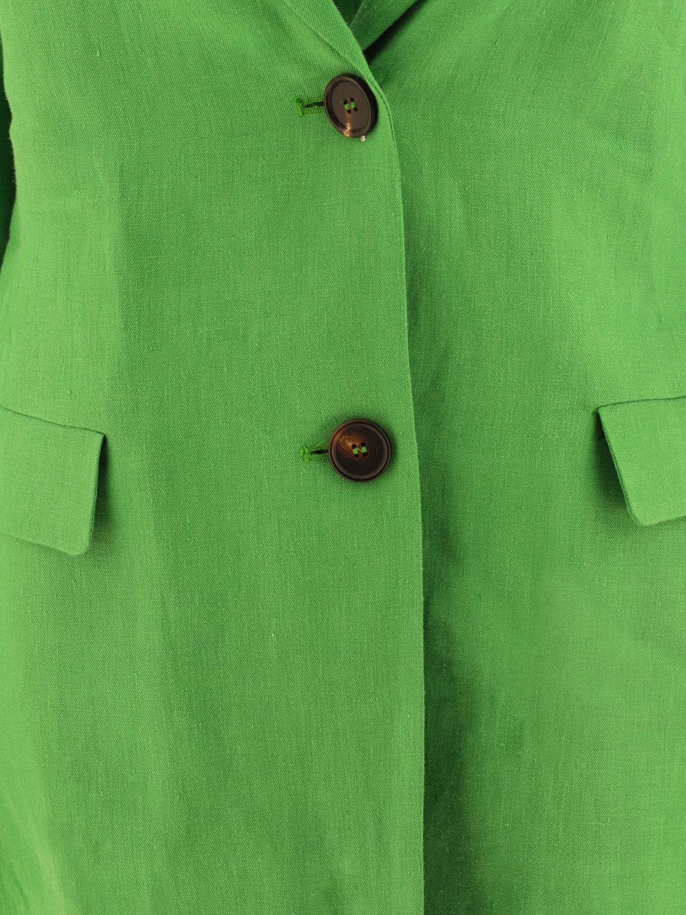 Max Mara Light Green Single-breasted Linen Blazer In Green