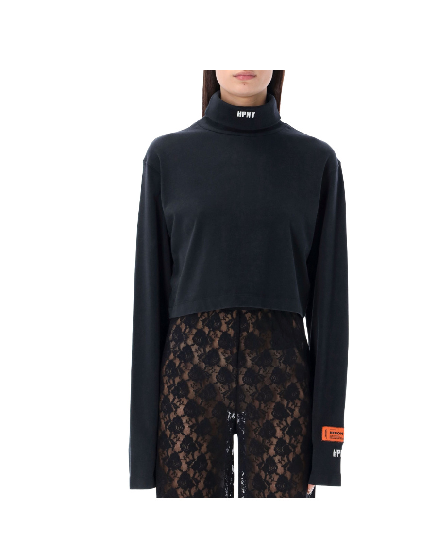 Heron Preston Hpny Crop Ls Rollneck In Black
