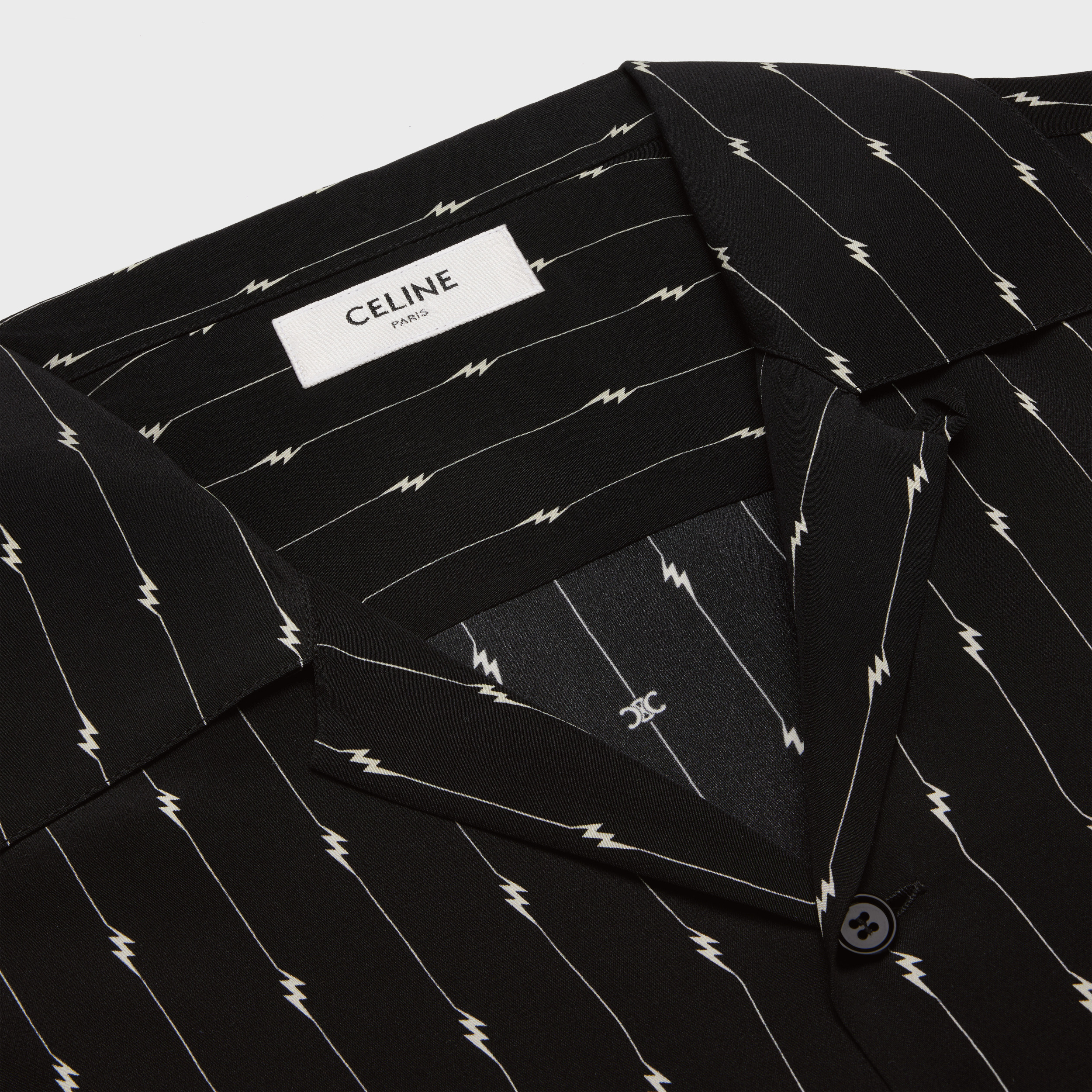 Celine Hawaiian Shirt With Viscose Print In Black