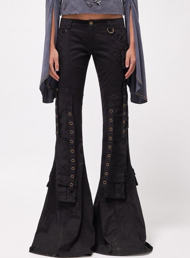 Shop Blumarine Eyelet-detail Flared Trousers In Black