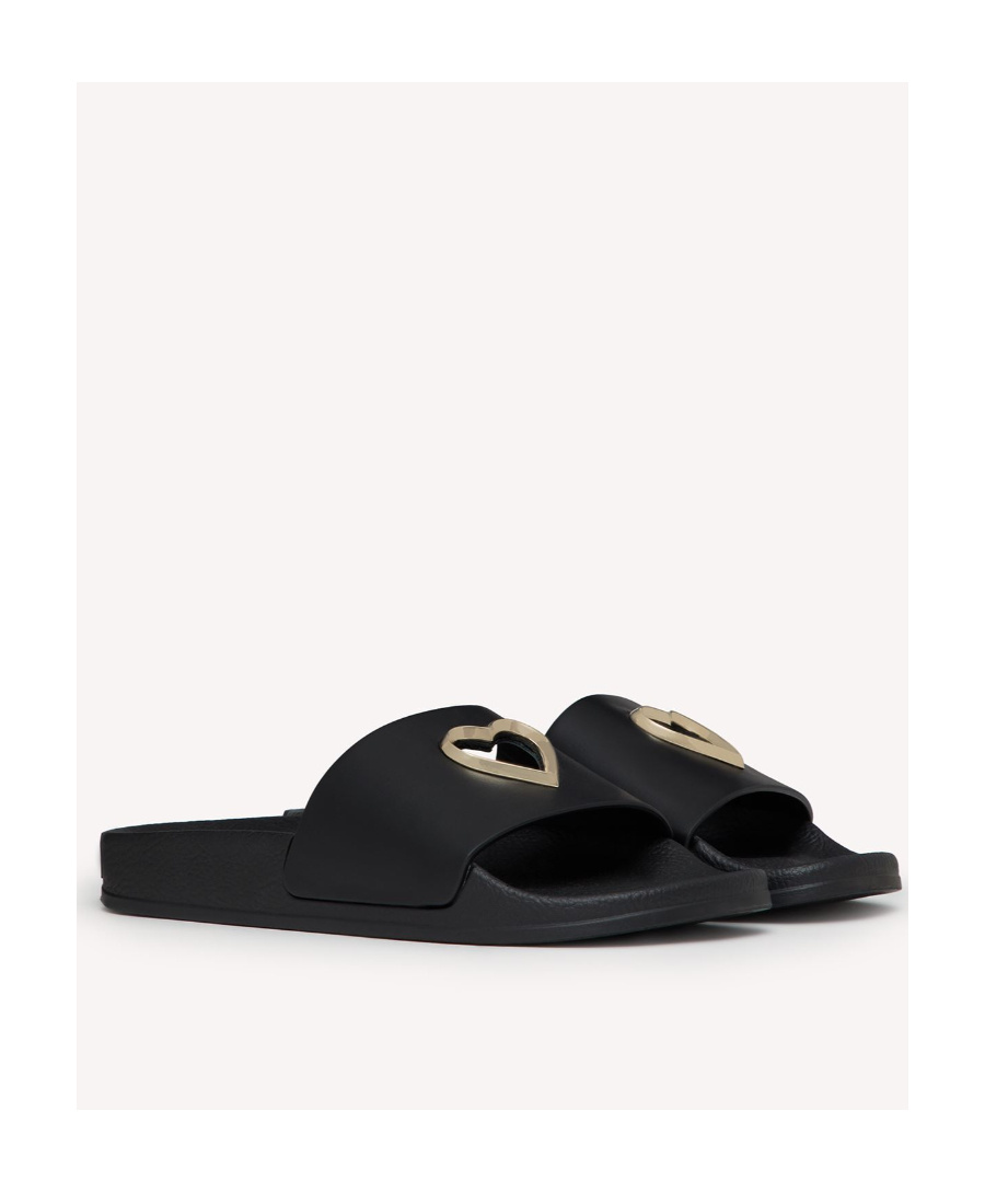 Red Valentino Heart Shaped Flip-flops In Black