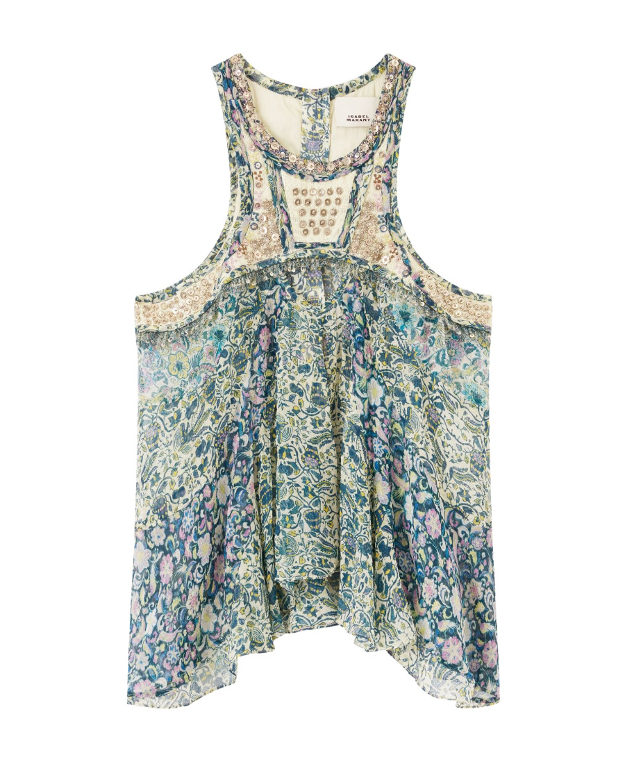Isabel Marant Mix-print Draped Tank Top In Multicolor