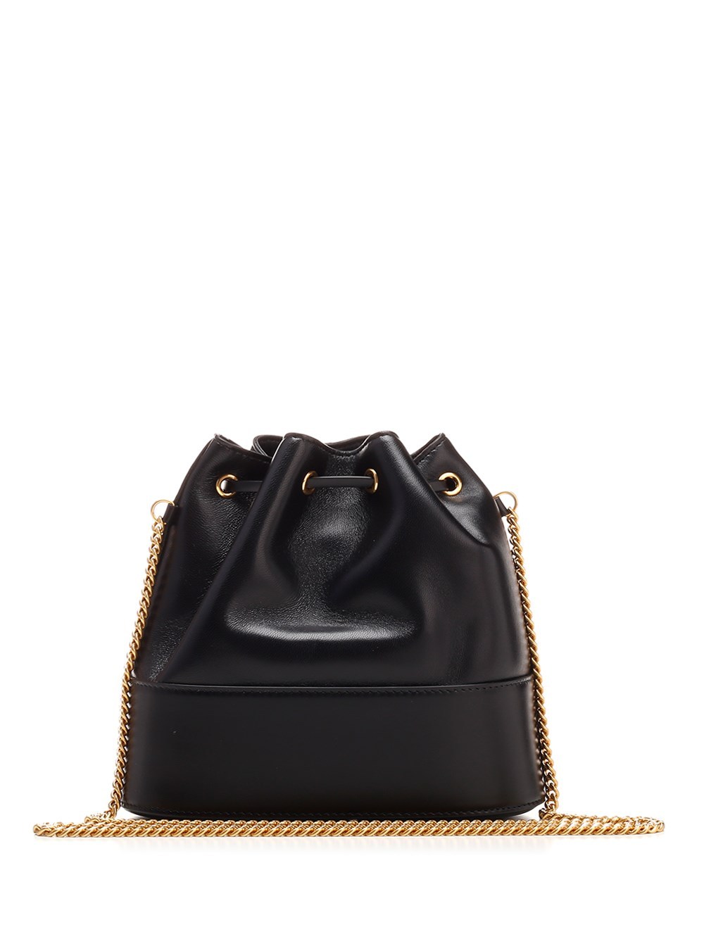 Valentino Chain-link Shoulder Strap Bucket Bag With Gold-tone Hardware In Black