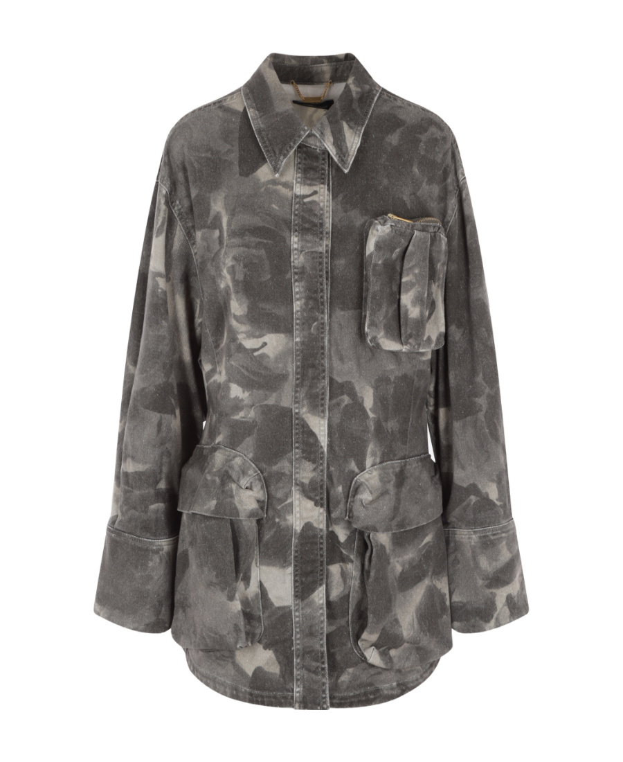 Blumarine Jean Camouflage-print Jacket In Black