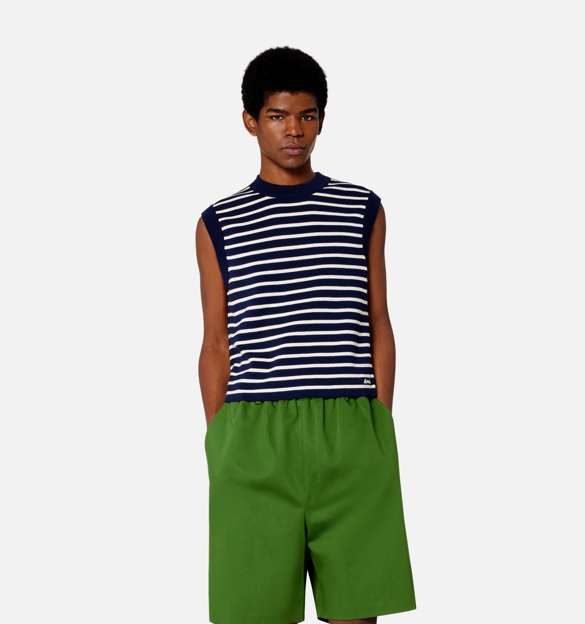 Ami Alexandre Mattiussi Stripe-print Merino Vest In Black