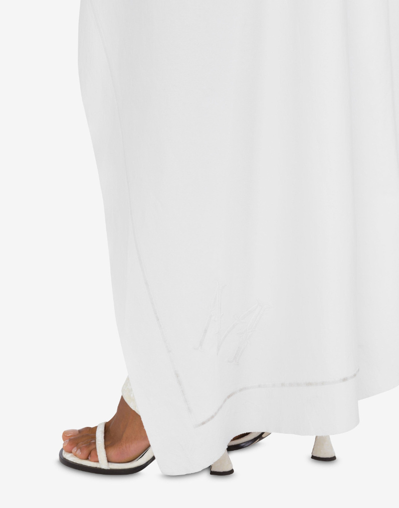 Moschino Asymmetrical Trench Coat In Stretch Poplin In White