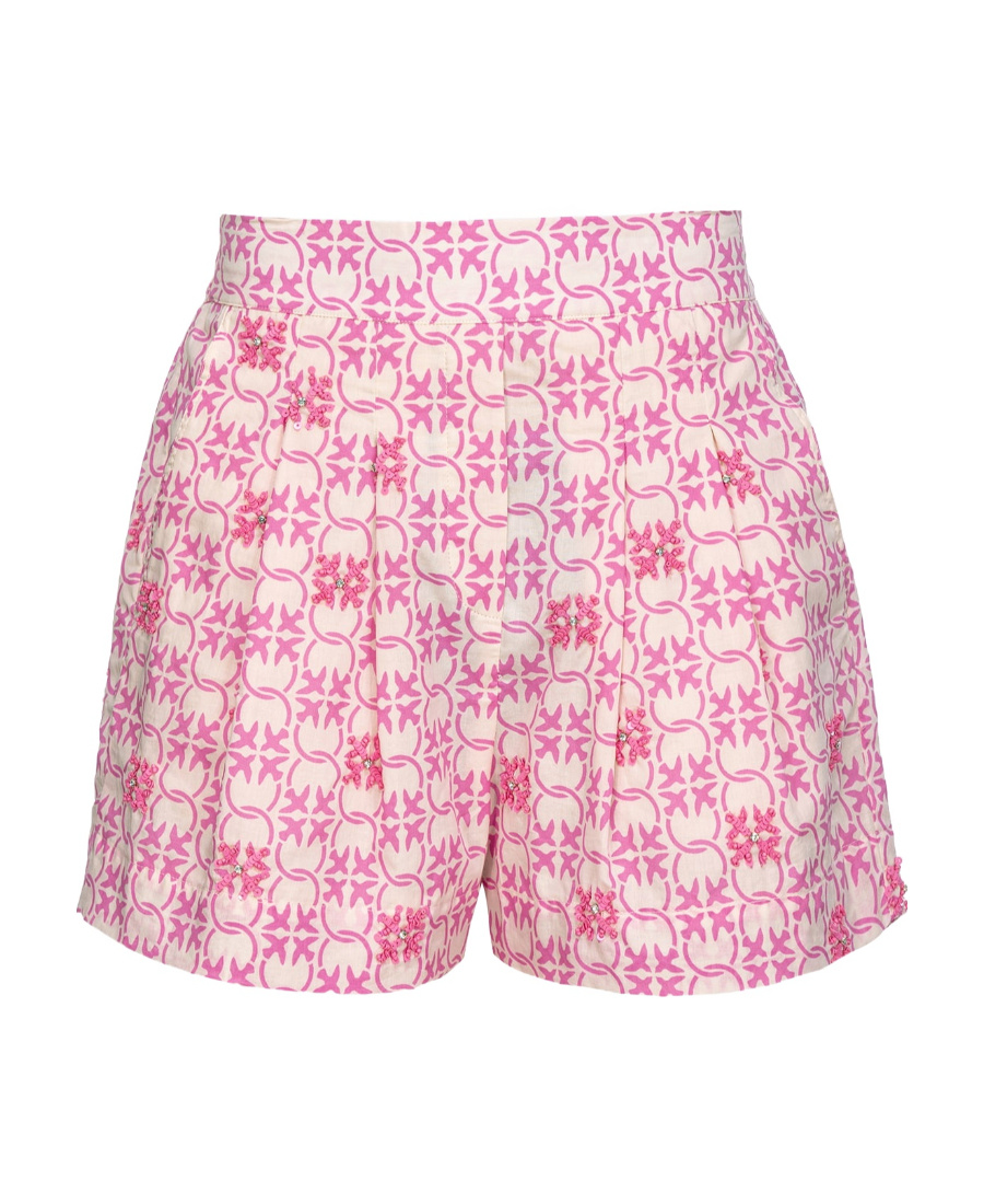 Pinko Monogram-pattern High-waist Shorts In Pink