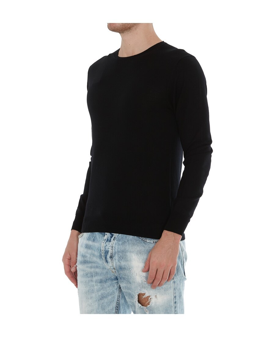 Hōsio Hosio Long-sleeved Crewneck Knitted Jumper In Black